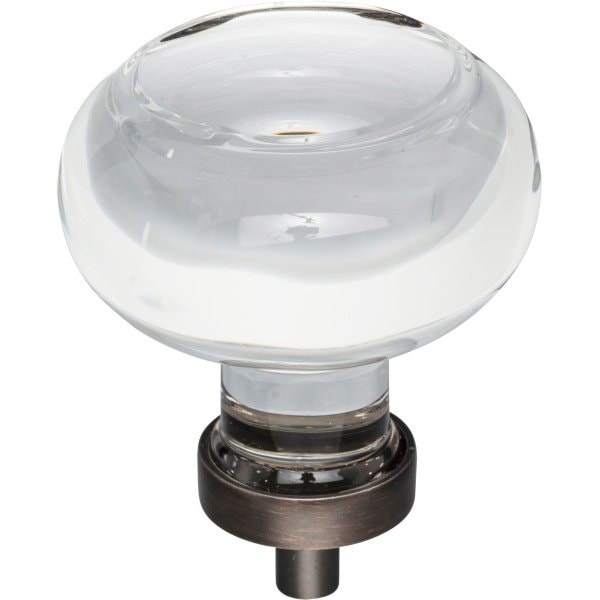 Jeffrey Alexander 1-3/4" Diameter Brushed Oil Rubbed Bronze Button Glass Harlow Cabinet Knob G120L-DBAC - main